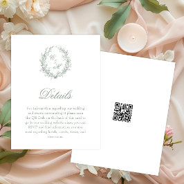 Sagegröna monogram botaniska kransdetaljer tilläggskort