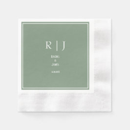 Sagegröna monogram Elegant Trendig Modern Bröllop Pappersservett