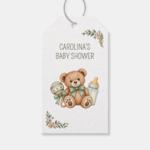 Sagegröna nallebjörn Baby Shower presentkort