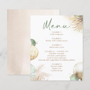 Sagegröna och beige boho meny kort