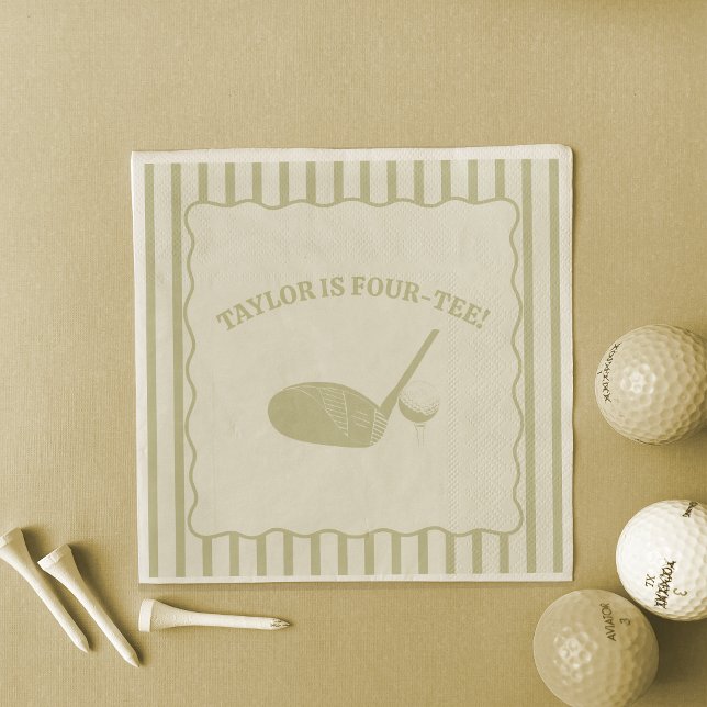 Sagegröna och krämfärgade randiga golfinspirerad f pappersservett (Skapare uppladdad)