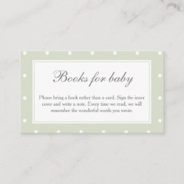 Sagegröna prickar Baby Shower-böcker för bebis Tilläggskort