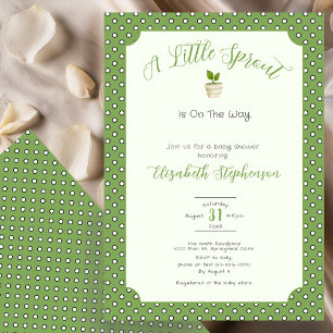 Sagegröna prickar Little Sprout Baby Shower Inbjudningar