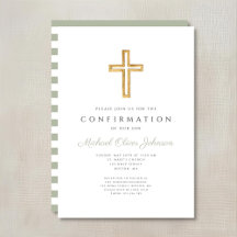 Sagegröna Ränder Religiös Pojke Konfirmation
