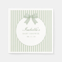 Sagegröna randiga babyshowerpappersservetter pappersservett