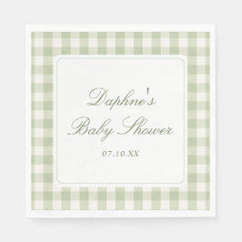 Sagegröna Rutiga Baby Shower Servetter