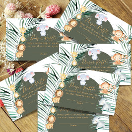 Sagegröna Safari Baby Shower Blöjor Tombola Kort