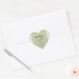 Sagegröna spetsiga eleganta hjärtformade wedding-d hjärtformat klistermärke