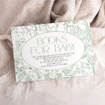 Sagegröna Toile de Jouy-böcker för baby shower