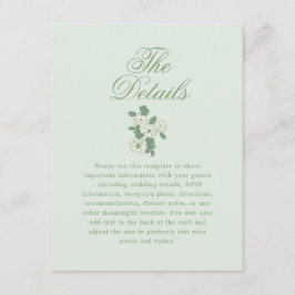 Sagegröna Trädgård Chinoiserie Bröllopsdetaljer Tilläggskort