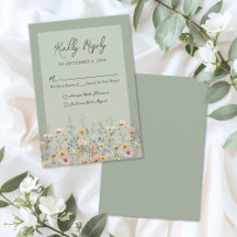 Sagegröna vilda blommor Bröllops-RSVP
