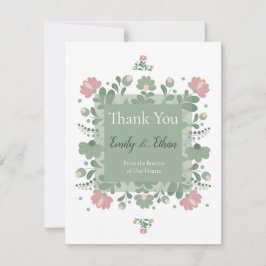 Sagegröna vilda blommor Folk Wedding Tack Kort