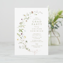 Sagegröna vildblommor rustik boho-examen inbjudningar