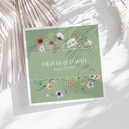 Sagegröna vildblomsanpassade produkter pappersservett