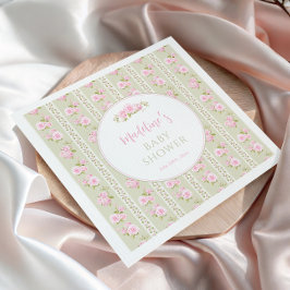 Sagegröna vintage blommor pappersservett