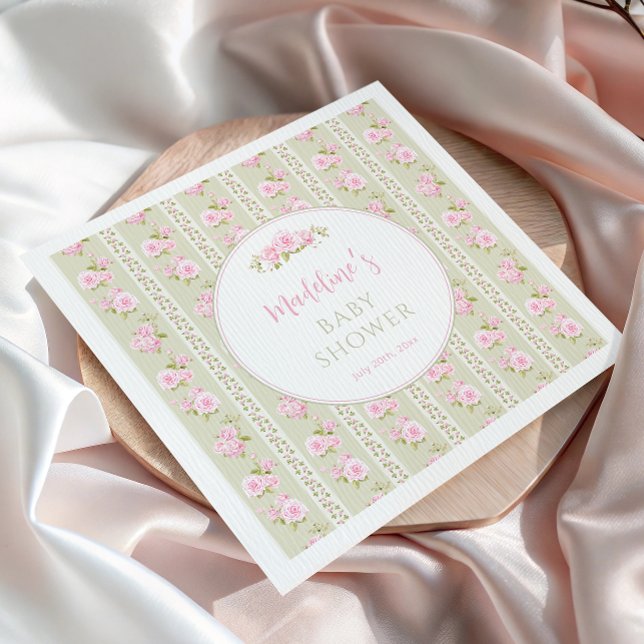 Sagegröna vintage blommor pappersservett (Skapare uppladdad)