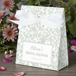Sagegröna vintage franska blombröllopsdusch presentaskar