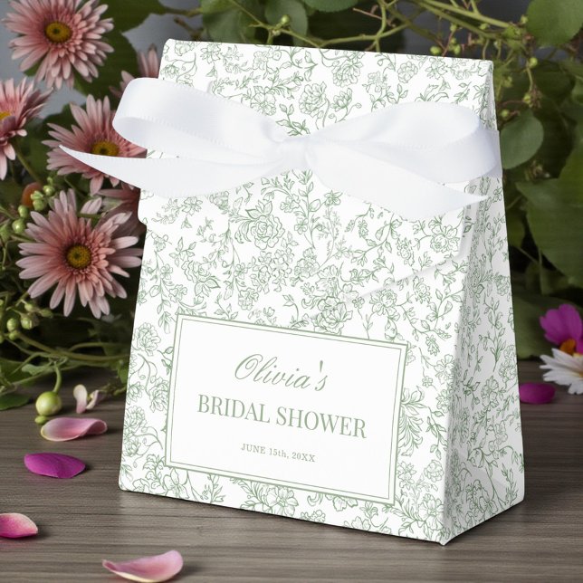 Sagegröna vintage franska blombröllopsdusch presentaskar (Skapare uppladdad)