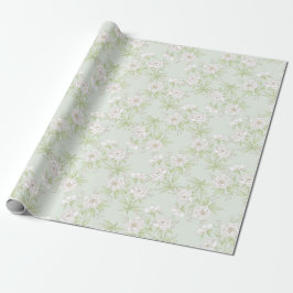 Sagegröna vita rosbröllop presentpapper