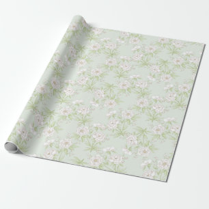 Sagegröna vita rosbröllop presentpapper