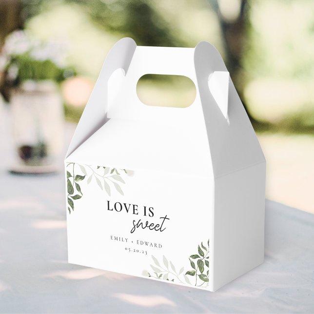 Sagegrönska & Vit Blommig Kärlek är Söt Bröllop Presentaskar (Skapare uppladdad)