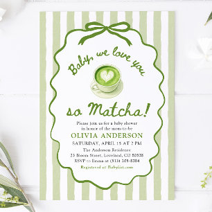 Sagegrönt Bebis Vi älskar dig så Matcha Bebisfest Inbjudningar