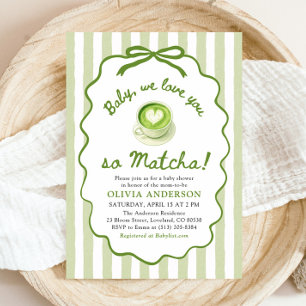 Sagegrönt Bebis Vi älskar dig så Matcha Bebisfest Inbjudningar