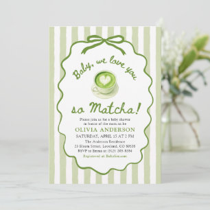 Sagegrönt Bebis Vi älskar dig så Matcha Bebisfest Inbjudningar