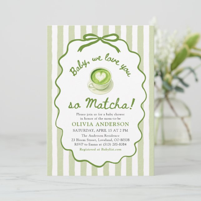 Sagegrönt Bebis Vi älskar dig så Matcha Bebisfest Inbjudningar (Stående Fram)