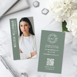 Sagegrönt professionellt fotologotyp visitkort