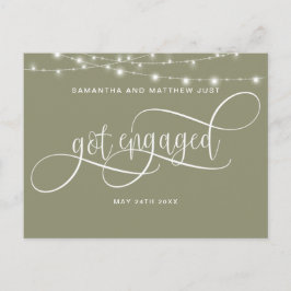 Sagegrönt, Strängljus, Blev Förlovad, Förlovning Meddelande Vykort