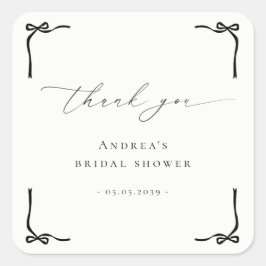 Säger Ja - svart båge bröllopsfest tack Fyrkantigt Klistermärke