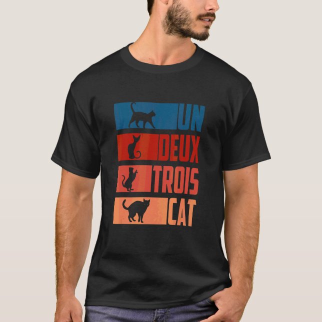 Säger Un Deux Trois Katt T Shirt (Framsida)
