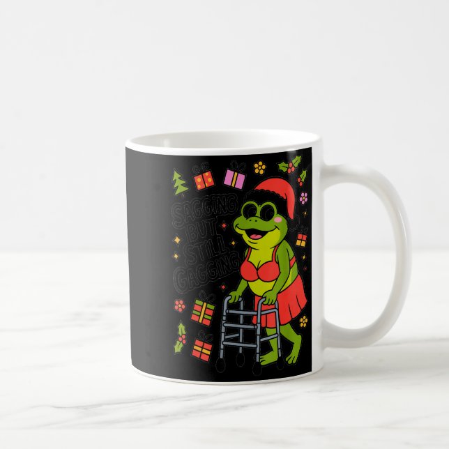 Sagging But Still Gagging Funny Christmas Frog Hol Kaffemugg (Höger)