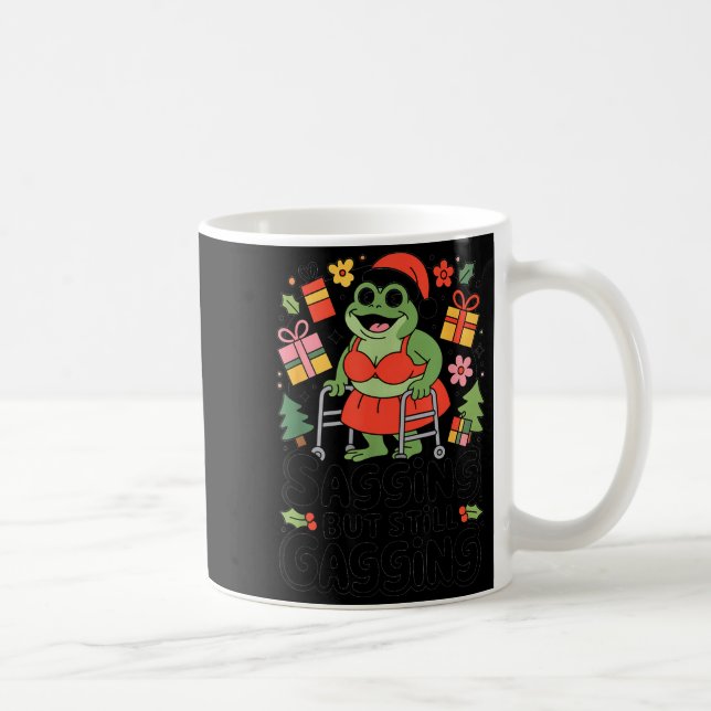 Sagging But Still Gagging Funny Christmas Frog Hol Kaffemugg (Höger)
