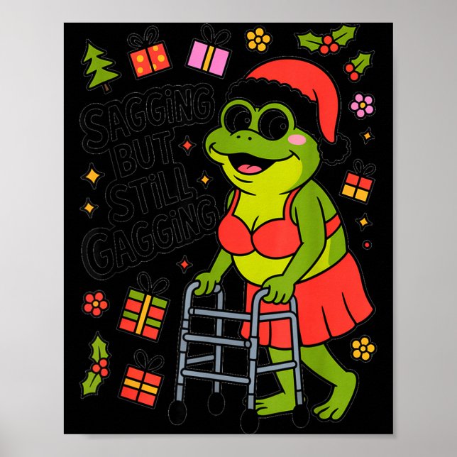 Sagging But Still Gagging Funny Christmas Frog Hol Poster (Framsidan)