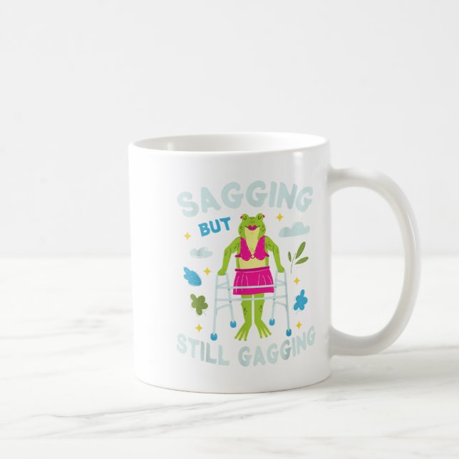 Sagging, men fortfarande Gagging Frog Funny Cringe Kaffemugg (Höger)