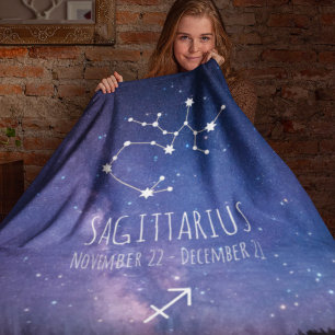 Saggitarius Personlig Zodiac Constellation Fleecefilt