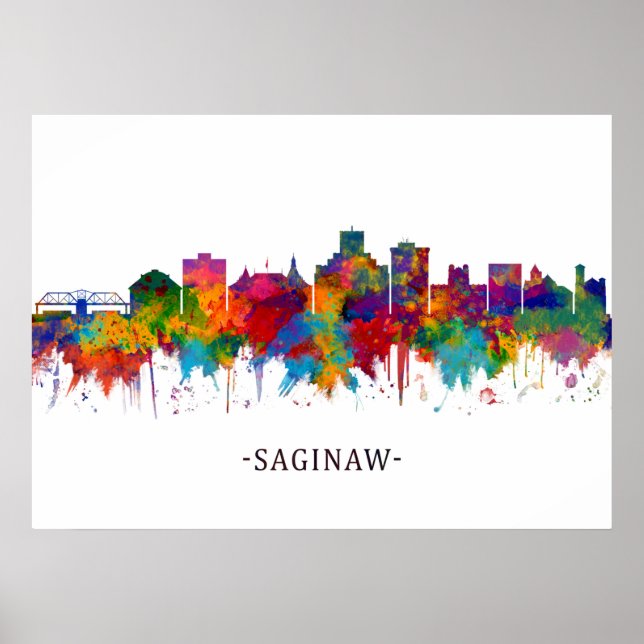 Saginaw Michigan Skyline Poster (Framsidan)