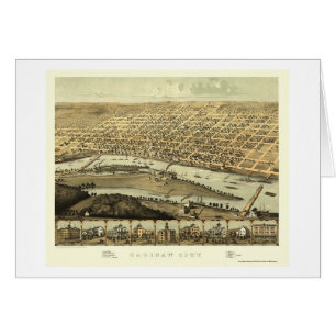 Saginaw panorama- karta för MI - 1867 Hälsningskort