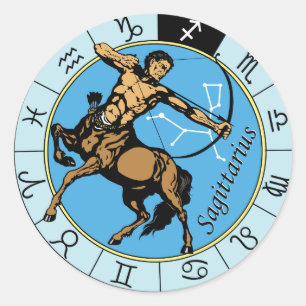 sagittariskt astrologiskt zodiaktecken runt klistermärke