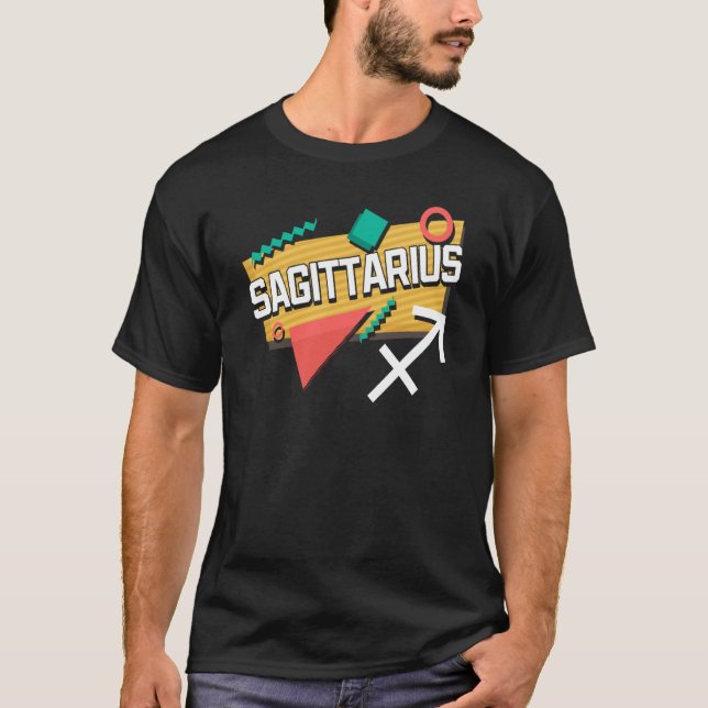 Sagittarius 90s Horoscope Zodiac Sign Astrology T Shirt (Framsida)