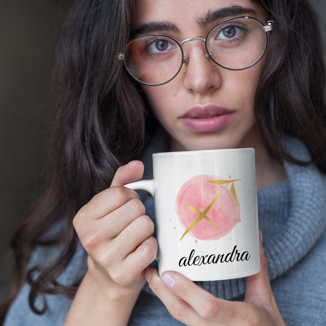 Sagittarius Anpassade Vattenfärg Zodiac Design Kaffemugg (Skapare uppladdad)