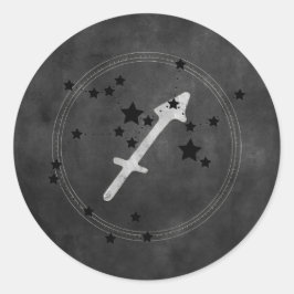 Sagittarius archer black silver stars zodiac astro runt klistermärke