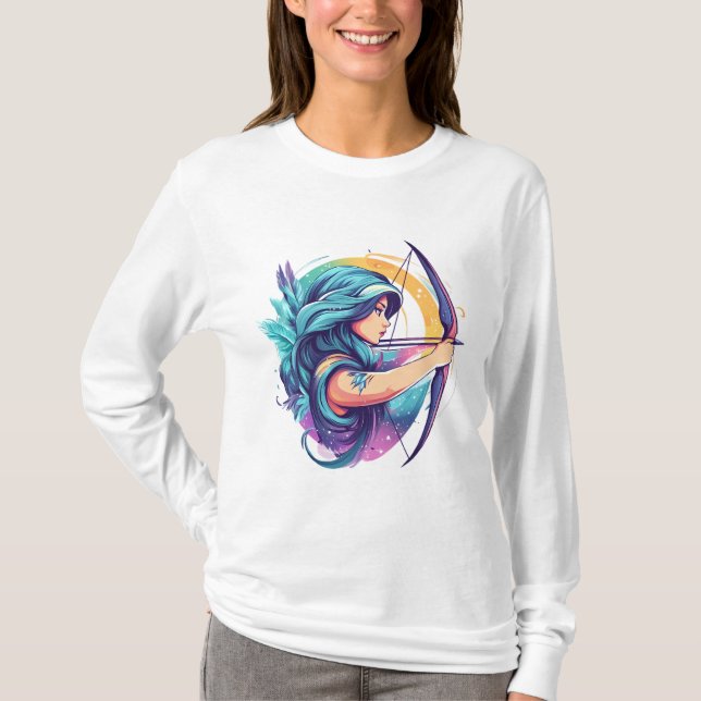 Sagittarius Archer Goddess T Shirt (Framsida)