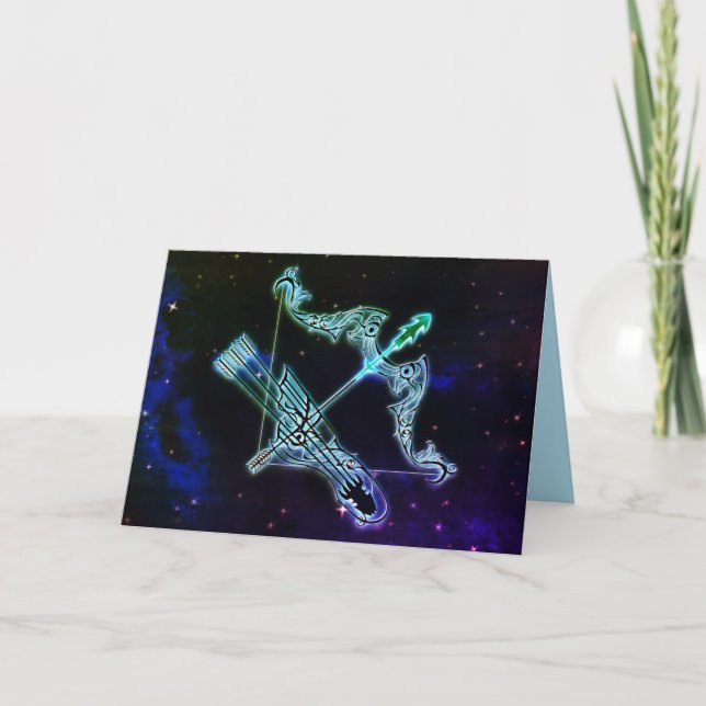 sagittarius: "archer zodiac greeting card" kort (Framsida)