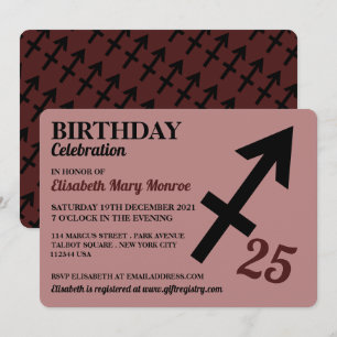 Sagittarius, Archer, Zodiac Stjärntecken Birthday Inbjudningar