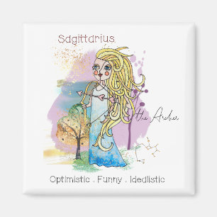 Sagittarius Archer Zodiac Whimsical Girl Mystical Magnet