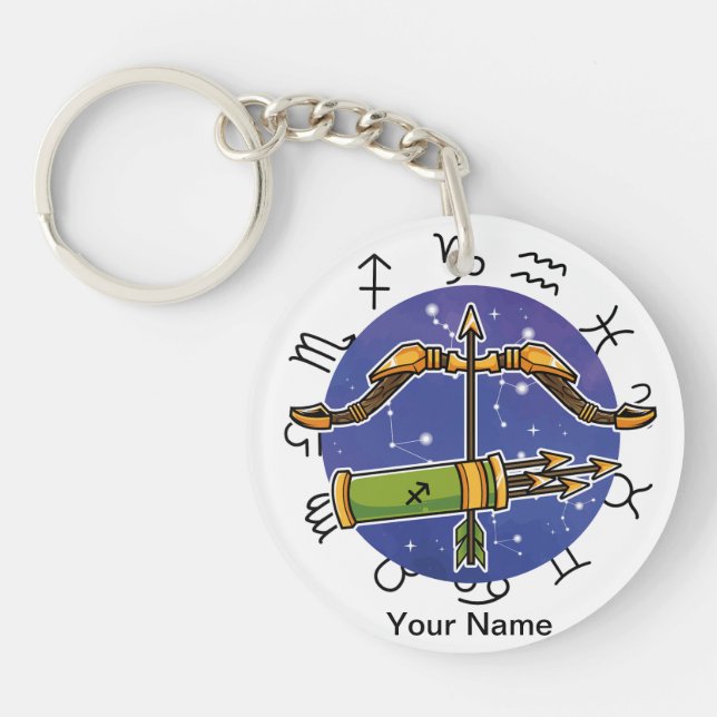 Sagittarius & Aries, akrylisk nyckelkedja (Framsidan)