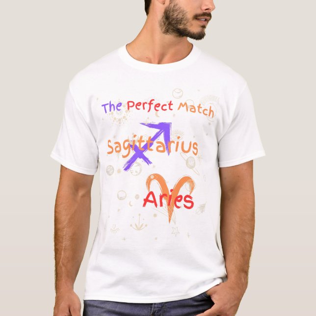 Sagittarius Aries Couple Zodiac T-Shirt (Framsida)
